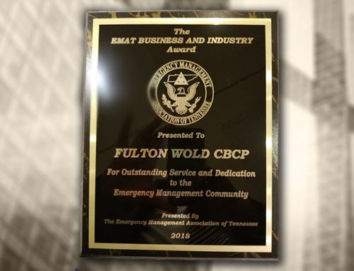 BOLDplanning CEO, Fulton Wold, Receives Emergency Management Agency of Tennessee’s (EMAT) Business and Industry Recognition Award