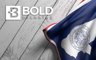 BOLDplanning logo and Wyoming state flag